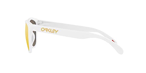 Oakley Men's OO9245 Frogskins Low Bridge Fit Square Sunglasses, Matte White/Prizm 24K Polarized, 54 mm