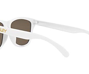 Oakley Men's OO9245 Frogskins Low Bridge Fit Square Sunglasses, Matte White/Prizm 24K Polarized, 54 mm