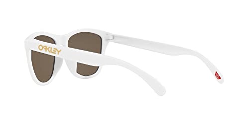 Oakley Men's OO9245 Frogskins Low Bridge Fit Square Sunglasses, Matte White/Prizm 24K Polarized, 54 mm