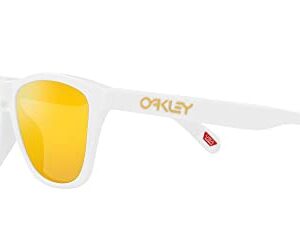 Oakley Men's OO9245 Frogskins Low Bridge Fit Square Sunglasses, Matte White/Prizm 24K Polarized, 54 mm