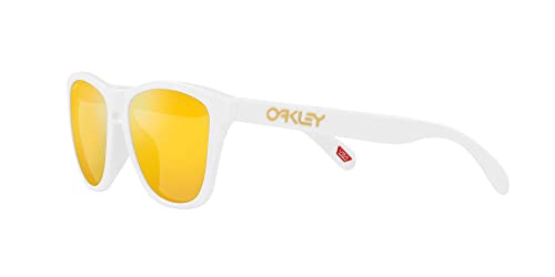 Oakley Men's OO9245 Frogskins Low Bridge Fit Square Sunglasses, Matte White/Prizm 24K Polarized, 54 mm