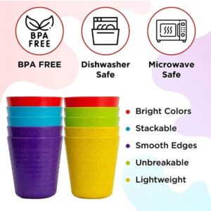 Klickpick Home Set Of 20 Kids Wheat Straw Fiber cups 8 Oz Children Drinking Cups Reusable Tumblers Dishwasher Safe - BPA-Free Cups for Kids & Toddlers Bright Colored - Unbreakable Toddler Cups