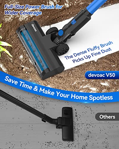 DEVOAC Cordless Vacuum Cleaner, 6 in 1 Stick Vacuum Cleaner with Powerful Suction, Lightweight Vacuum Cleaner with Rechargeable Battery, Convenient Handheld Vacuum for Carpet Hard Floor Pet Hair Home