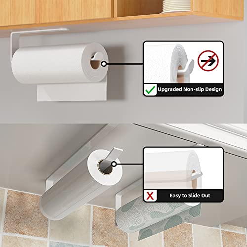 Paper Towel Holder - Self-Adhesive or Drilling, Wall-Mounted Paper Towel Rack White, Kitchen Towel Rack Under Cabinet, Suitable for Pantry, Kitchen, Bathroom