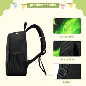 Kcldeci Kids Backpacks Green Fire Head Of Dragon Backpack for Boys Girls Elementary School Bags Bookbags For Teen