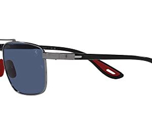 Ray-Ban RB3715M Scuderia Ferrari Collection Square Sunglasses, Gunmetal/Dark Blue, 58 mm