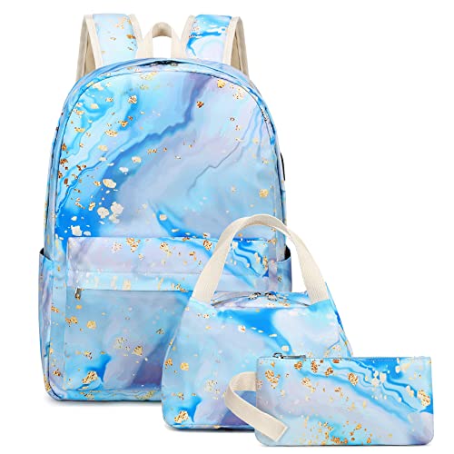 Natayoo Teen Girls School Backpack Kids Bookbag Set with Lunch Box Pencil Case Travel Laptop Backpack Casual Daypacks