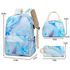 Natayoo Teen Girls School Backpack Kids Bookbag Set with Lunch Box Pencil Case Travel Laptop Backpack Casual Daypacks