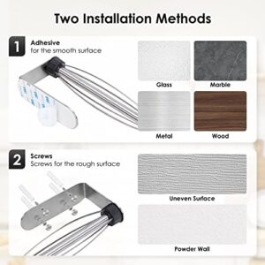 Fixwal Paper Towel Holder Under Cabinet, Single Hand Operable Wall Mount Paper Towel Holder, Self-Adhesive or Drill Mounting for Kitchen Bathroom, Sliver