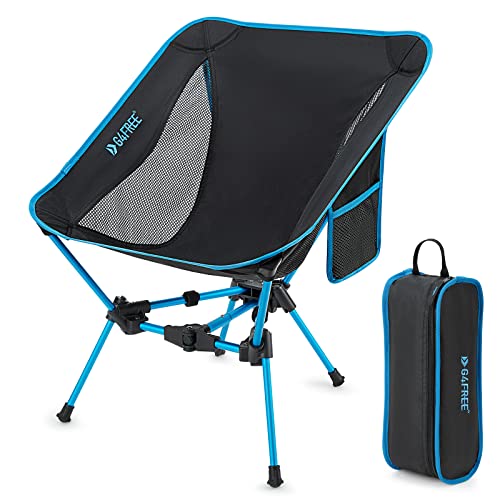 G4Free Folding Camping Chairs, Ultralight Compact Backpacking Folding Chairs Lawn Chairs Heavy Duty 330lbs with Side Pockets Packable for Outdoor Camp Travel Beach Hiking Blue