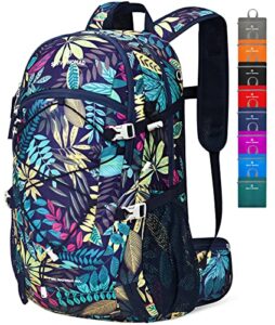 savvy nomad 40l hiking travel packable lightweight camping backpack daypack with removable belt bag for women men-purple leaf