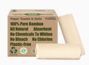 purafide premium-quality, all-natural bamboo paper towels, tree-free, chemical-free, extra durable, super absorbent, select-a-size 2-ply, 90 sheets per roll. (pt 6 rolls)