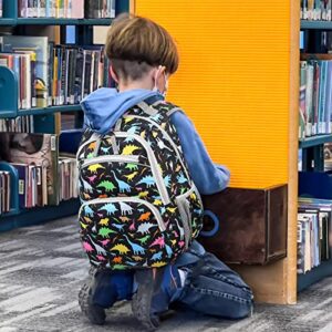 DIPUG Dinosaur Kids Toddler Backpack for Boys and Girls, School Backpacks with Chest Strap and Whistle (15" tall)