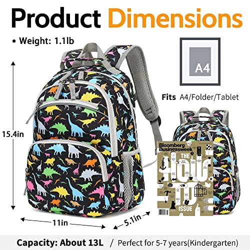 DIPUG Dinosaur Kids Toddler Backpack for Boys and Girls, School Backpacks with Chest Strap and Whistle (15" tall)