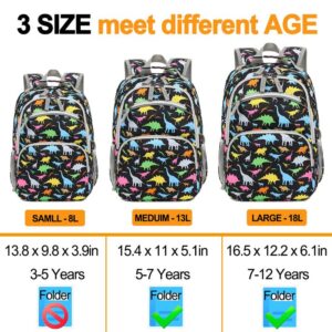 DIPUG Dinosaur Kids Toddler Backpack for Boys and Girls, School Backpacks with Chest Strap and Whistle (15" tall)