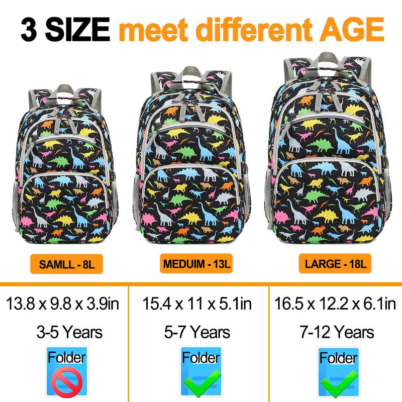 DIPUG Dinosaur Kids Toddler Backpack for Boys and Girls, School Backpacks with Chest Strap and Whistle (15" tall)