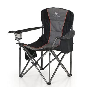 alpha camp oversized folding camping chair, heavy duty portable lawn chairs with cooler bag, side pocket & cup holder, folding chairs for outside support 450 lbs