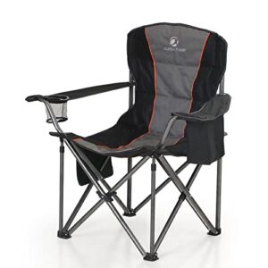 ALPHA CAMP Oversized Folding Camping Chair, Heavy Duty Portable Lawn Chairs with Cooler Bag, Side Pocket & Cup Holder, Folding Chairs for Outside Support 450 LBS