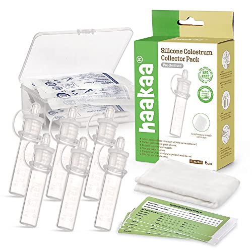 Haakaa Silicone Colostrum Collector Set with Clear PP Storage Case 4 ml, 6 PK, Pre-Sterilized