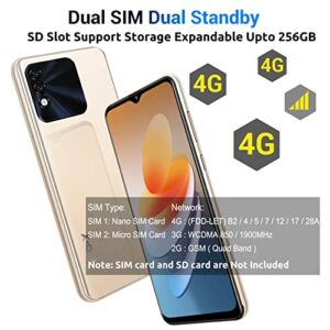 Xgody X60 Pro 4G Unlocked Phones, 6.6'’ QHD Waterdrop Screen Dual Sim Unlocked Cell Phones, Quad-core 2GB+16GB Smartphones, 3000mAh Battery, Face Unlock, Camera 5MP+5MP Cheap Android Phone (Gold)