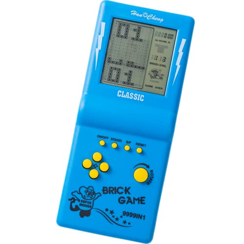 Nbguigdstr Brick Game Console, Retro Handheld Game Console,Tank/Racing/Building Block Game,3.5-inch Large Screen,Built-in 23 Games(Blue)