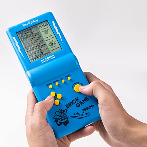 Nbguigdstr Brick Game Console, Retro Handheld Game Console,Tank/Racing/Building Block Game,3.5-inch Large Screen,Built-in 23 Games(Blue)