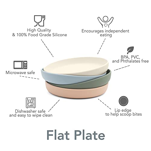 noüka Flat Plate | 100% Food-Grade Silicone | Comes With A Lip Edge | Non-Slip & Soft | Dishwasher Friendly | Deep Moon | Size 570ml