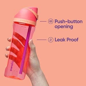 Owala FreeSip Clear Water Bottle with Straw for Sports and Travel, BPA-Free, 25-Ounce, Shy Marshmallow & 2-in-1 Water Bottle and Straw Cleaning Brush, Smokey Blue