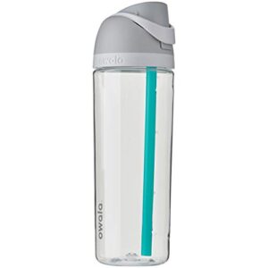 Owala FreeSip Clear Water Bottle with Straw for Sports and Travel, BPA-Free, 25-Ounce, Shy Marshmallow & 2-in-1 Water Bottle and Straw Cleaning Brush, Smokey Blue