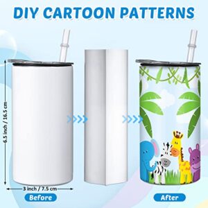 Hoolerry 18 Set 12 oz Sublimation Blanks Sippy Cup Kids Insulated Stainless Steel Sippy Cup with Handles Sublimationtumblers with Lids and Straws Heat Tape Polymer Sublimation Coating Coaster Brush