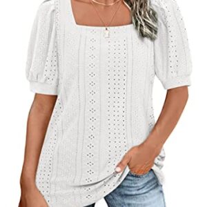 BZB Short Sleeve Tunic Tops for Women Loose Fit Shirts Dressy Casual Tee White XL