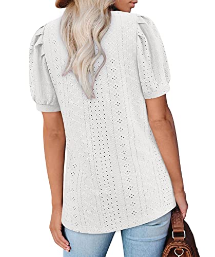 BZB Short Sleeve Tunic Tops for Women Loose Fit Shirts Dressy Casual Tee White XL