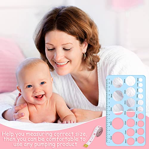 4 Pcs Nipple Rulers, Nipple Ruler for Flange Sizing Measurement Tool, Soft Silicone Flange Size Measure for Nipples Breast Flange Measuring Tool - New Mothers Musthaves (Pink+ Blue)