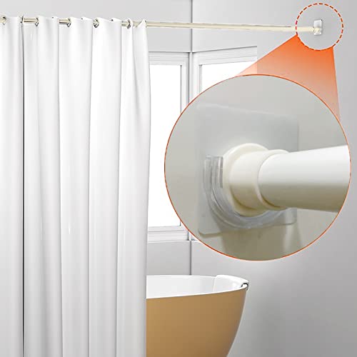 Venupple Shower Rod Holder, Tension Curtain Rod Bracket No Drilling, Adhesive Shower Rod Retainer Shower Curtain Rod Holder | Shower Curtain Rod not Included Transparent