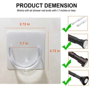 Venupple Shower Rod Holder, Tension Curtain Rod Bracket No Drilling, Adhesive Shower Rod Retainer Shower Curtain Rod Holder | Shower Curtain Rod not Included Transparent