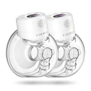 wearable breast pump, 2 pcs hauture electric breast pump, hands free & low noise portable breast pump with 3 modes, 9 levels, memory function - 27 mm flange & 24 mm inserts