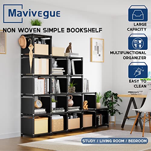 Mavivegue Bookshelf,18 Cube Storage Organizer,Extra Large Book Shelf Organizer,Tall Bookcase Shelf,Book Cases/Shelves,Black Cube Shelf,Cubbies Closet Shelves for Bedroom,Living Room,Home,Office