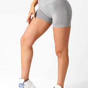 YEOREO Scrunch Workout Shorts Women Butt Lifting 3.5" Seamless V Waist Amplify Shorts Sport Gym Shorts Light Grey X-Small