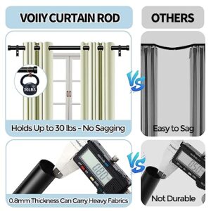 VOIIY Curtain Rods for Windows 48 to 84 Inch(4-7 Feet),Black 1'' Diameter Drapery Rods with End Cap Style Design,Modern Adjustable Heavy Duty Curtain Rod,Size:36''-88''