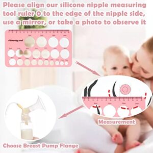 Nipple Rulers for Flange Sizing, Silicone & Soft Flange Size Measure for Nipples, Nipple Flange Measuring Tool with 1.5m Soft Tape Measure, Nipple Sizer Nipple Measurement Tool for Flanges (Pink)