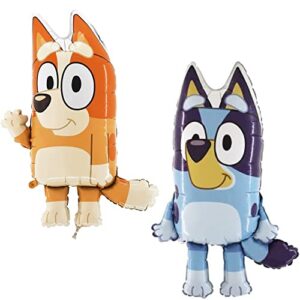 toyland® pack of 2-32 inch bluey foil balloons - 1 x bluey & 1 x bingo shaped character foil balloons