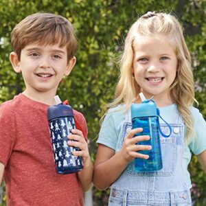 Bentgo® Kids Water Bottle 2-Pack - New, Improved 2023 Leak-Proof BPA-Free 15 oz Cups for Toddlers & Children - Flip-Up Safe-Sip Straw for School, Sports, Daycare, Camp (Rocket/Shark)