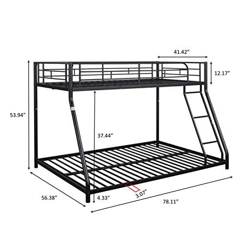 Anwick Bunk Bed,Twin Over Full Metal Bunk Bed,Metal Bunk Bed Twin Over Full with Ladder and Safety Rail,Space-Saving, Noise Free, No Box Spring Needed