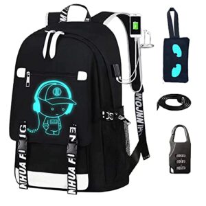 rm family backpack for boys, 15.6 laptop backpack with usb charging port, bookbag for school with anti-theft lock,teens backpack cool backpack for boys includes pencil bag,luminous backpack