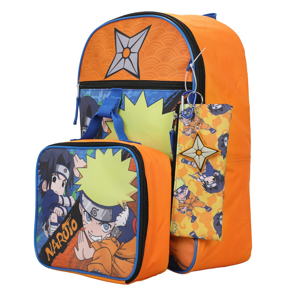 Bioworld Naruto Classic Sasuke Vs Naruto 16" Youth 5-Piece Backpack Set