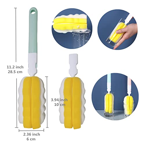 CHENJI Baby Bottle Brush. 3 in 1 Multifunctional Cup Lid Crevice Stain Cleaning Brush. Long Handle Water Bottle Brush with Replacement Head. Cup Brush, Pacifier Brush, Straw Cleaning Brush.