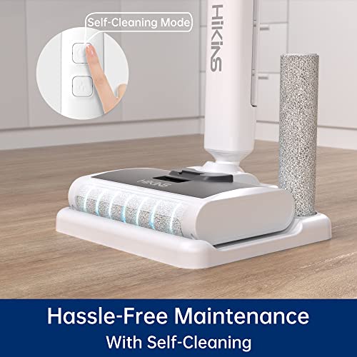 HiKiNS Cordless Wet Dry Vacuum Cleaner Mop Vacuum Combo - One-Step Wash and Mop Hard Floors and Multi-Surface, Lightweight and Handheld, 60 min Long Runtime, with Self-Cleaning Stand Base