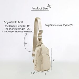 ODODOS Daily Sling Bag with Adjustable Straps Crossbody Chest Bag Lightweight Small Backpack for Casual Outdoor Traveling Hiking, Beige