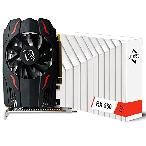 51RISC Radeon RX 550 Graphics Card, 4GB GDDR5 128-bit DirectX 12 PCI Express 3.0 DP/HDMI/DVI-D ATX/ITX Computer Gaming Video Card 4K Display Card