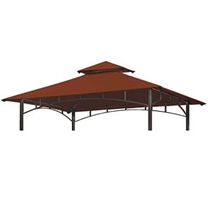 grill gazebo replacement 5' x 8' canopy roof, outdoor bbq gazebo canopy top cover, double tired grill shelter cover with durable polyester fabric, burgundy